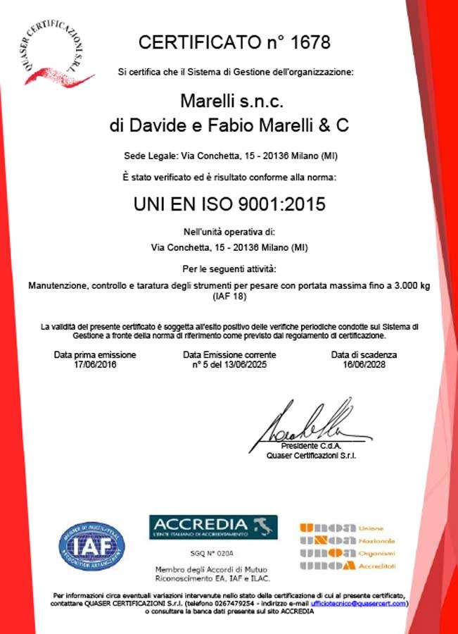 Certificato UNI EN ISO 9001:2015